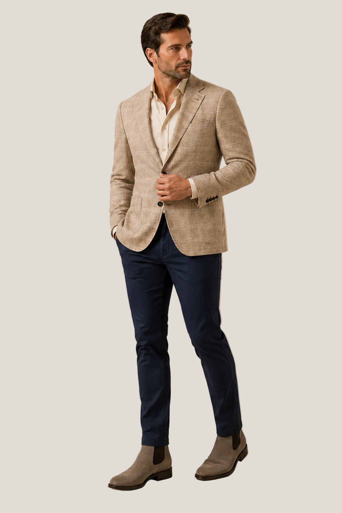 Beige Textured Sport Jacket