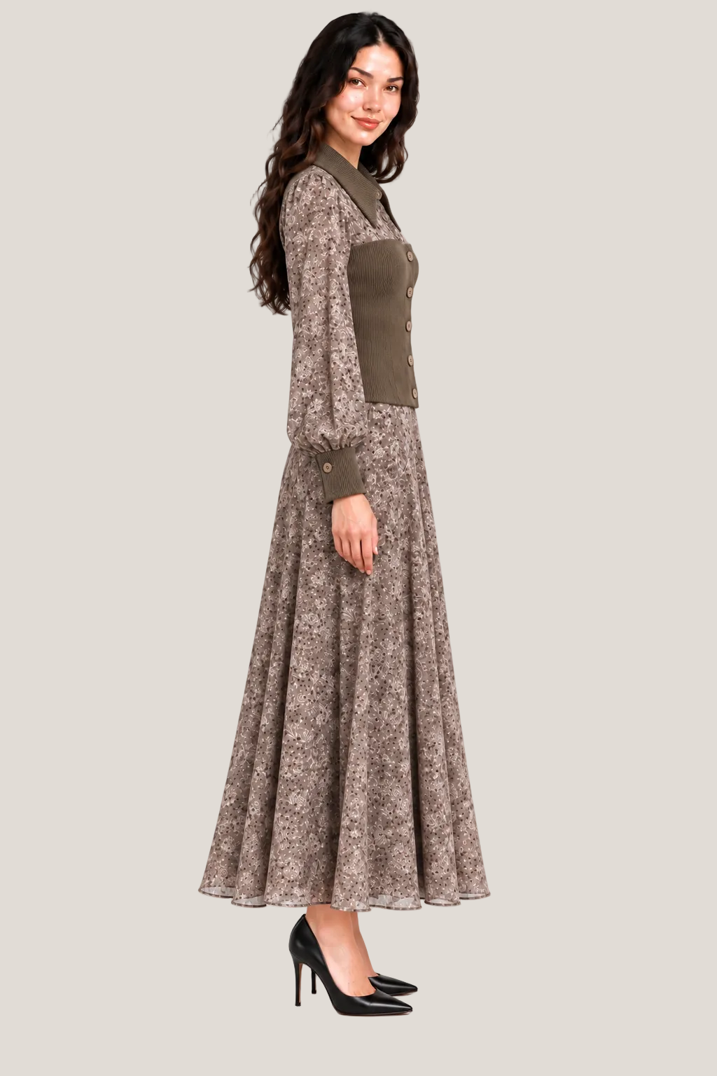 Layered Floral Button Top