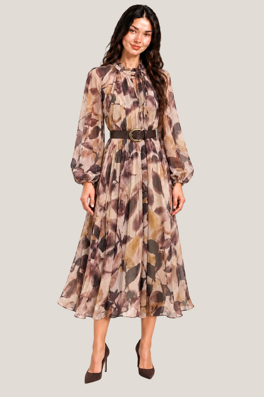 Floral Belted Midi Dress