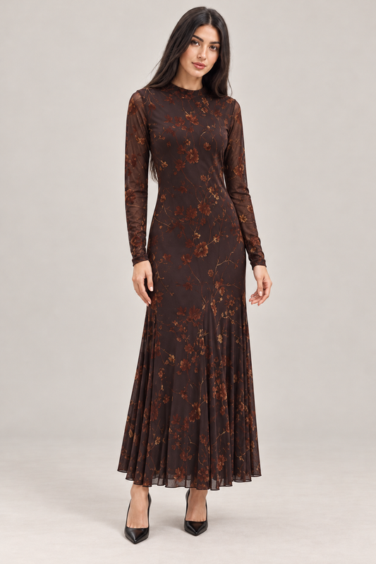 Elegant Floral Mermaid Maxi Dress