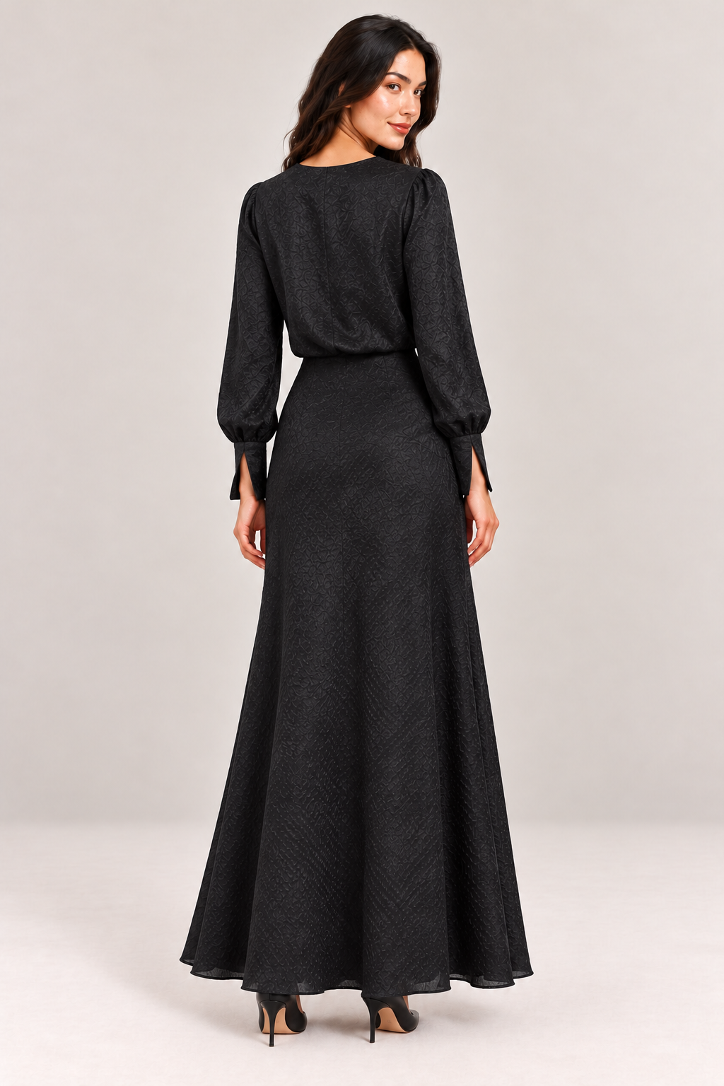 Elegant Jacquard Bow Maxi Dress