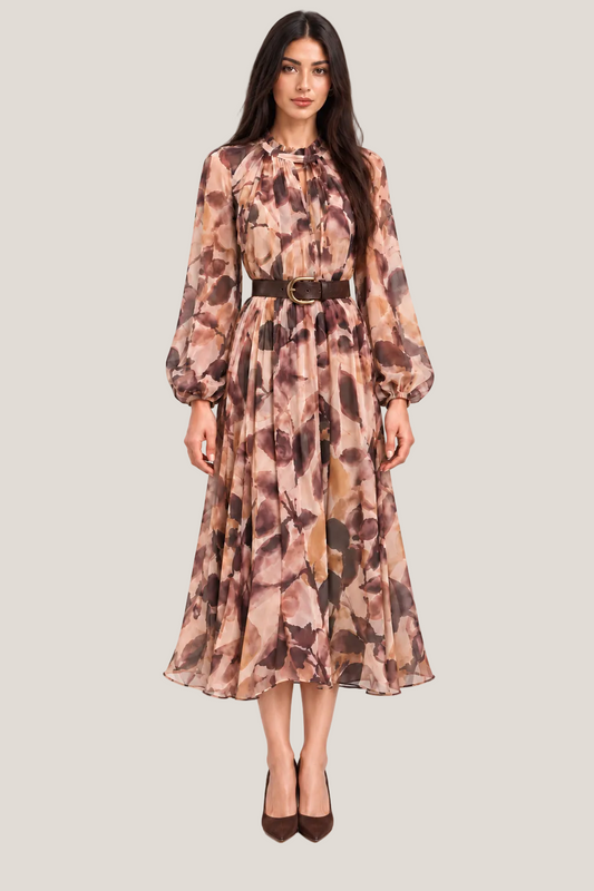 Floral Belted Midi Dress