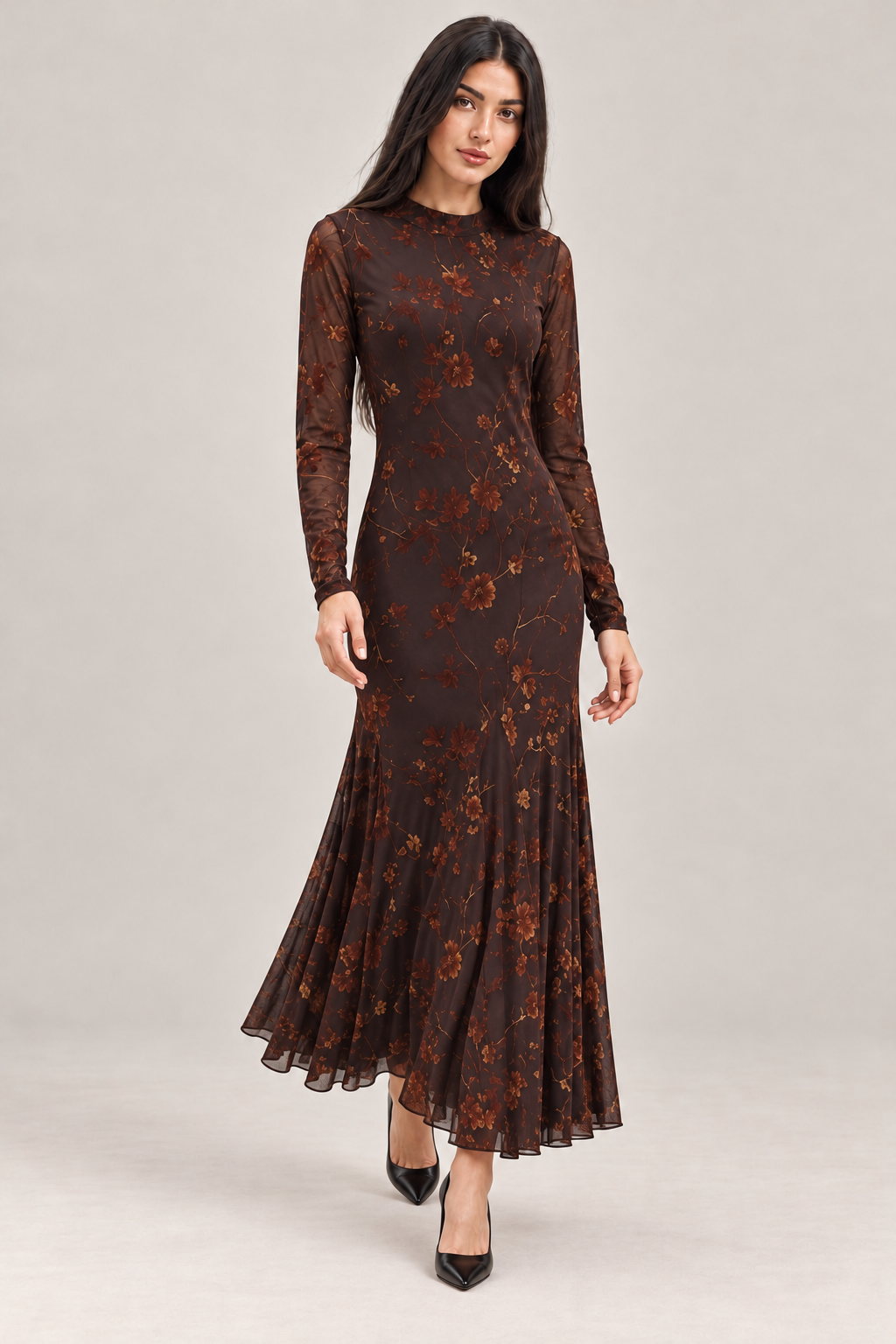 Elegant Floral Mermaid Maxi Dress